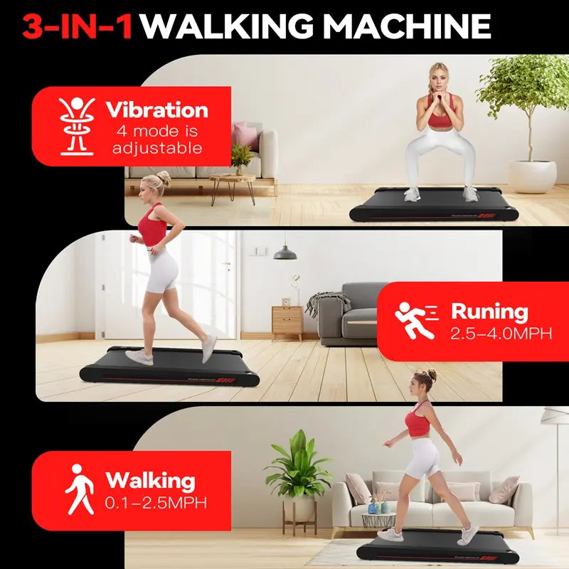 Say Bye To Lazy Lifestyle! P1 3 In 1 Walking Vibration Pad, APP & Remote Control 22Lbs Lightweight Under Desk Treadmill With Servo Motor