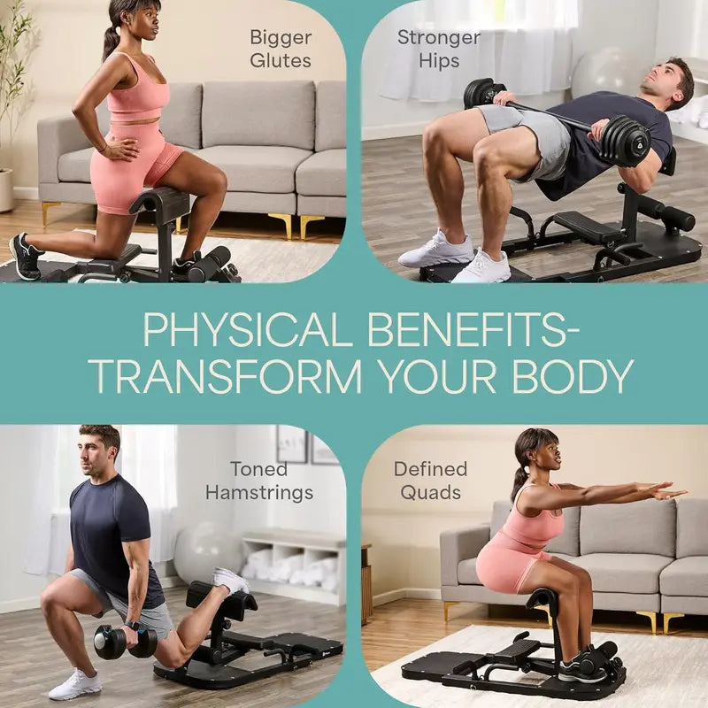 Shape Perfect Curves!  Foldable Hip Thrust Machine, Adjustable Home Gym Trainer for Glutes & Lower Back Support