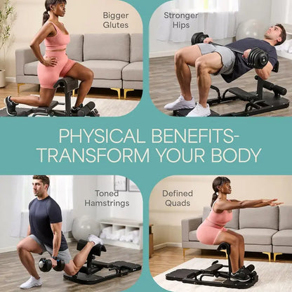 Shape Perfect Curves!  Foldable Hip Thrust Machine, Adjustable Home Gym Trainer for Glutes & Lower Back Support