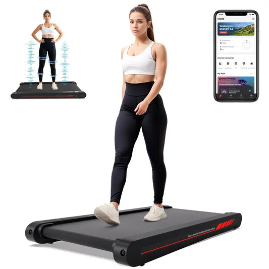 Easy Daily Workout! Multi-functional Vibrating Plate Walking Pad, Portable Quiet Under Desk Treadmill for Home Office Fitness