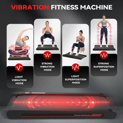 Easy Daily Workout! Multi-functional Vibrating Plate Walking Pad, Portable Quiet Under Desk Treadmill for Home Office Fitness