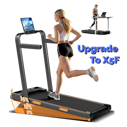 Burn More Calories! 16% Incline 4-in-1 Foldable Walking Pad, 2.5HP Quiet Under Desk Treadmill with Diamond Non-slip Belt Home Office Fitness