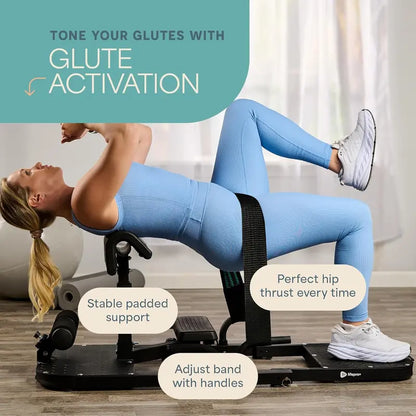 Shape Perfect Curves!  Foldable Hip Thrust Machine, Adjustable Home Gym Trainer for Glutes & Lower Back Support